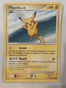 Pokemon Pop Series 9 PIKACHU LV. 18 15/17 Non Holo Common Promo 2009 LP - Image 1