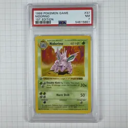 1999 Pokemon Nidorino 1st Edition #37 PSA 7 NM Shadowless - Image 1