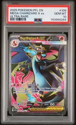 2025 POKEMON PFL EN-PHANTASMAL FLAMES ULTRA RARE #109 MEGA CHARIZARD X EX PSA 10 - Image 1