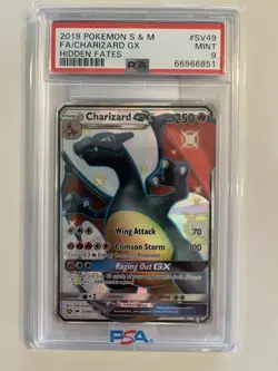 2019 Pokemon S&M Hidden Fates #SV49 FA/Charizard GX PSA 9 - Image 1