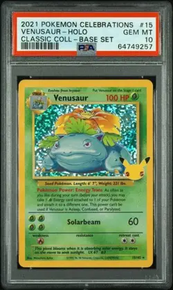 PSA 10 - 2021 Pokemon Celebrations VENUSAUR HOLO #15 (9257) - Image 1