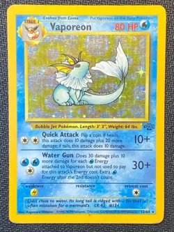 English Vaporeon 12/64 Jungle Set - Unlimited Holo Rare MP - Pokemon TCG - Image 1