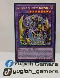 YUGIOH DARK MAGICIAN THE KNIGHT OF DRAGON MAGIC BLMR-EN001 1 ST EDITION SECRET - Image 1