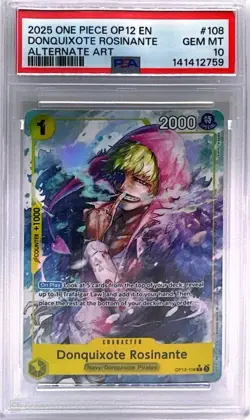 Donquixote Rosinante Alternative Art OP12-108 One Piece PSA 10 English Law - Image 1