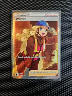Pokemon TCG Worker Full Art 195/195 Silver Tempest Holo Ultra Rare English Card - Image 1