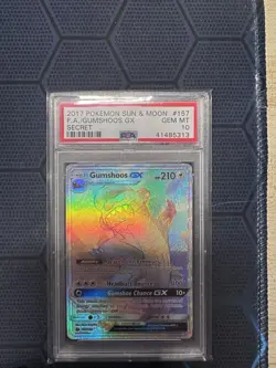 Pokemon Gumshoos GX 157/149 Rainbow Secret Rare Card Sun Moon Base PSA 10 - Image 1