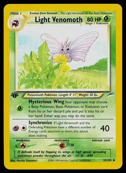 Pokemon Card - Light Venomoth Neo Destiny 53/105 Uncommon 1st Edition - Image 1