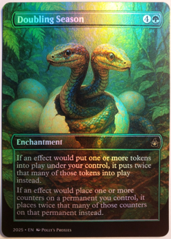 Doubling Season FOIL Proxy Playtest Card with Custom Snake Egg Animal Art Design - Image 1