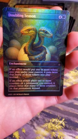 Doubling Season FOIL Proxy Playtest Card with Custom Snake Egg Animal Art Design - Image 2
