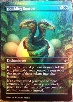 Doubling Season FOIL Proxy Playtest Card with Custom Snake Egg Animal Art Design - Image 3