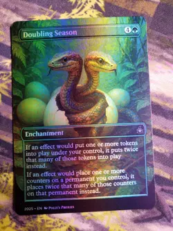 Doubling Season FOIL Proxy Playtest Card with Custom Snake Egg Animal Art Design - Image 4