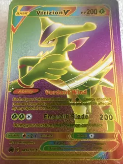 Virizion Custom Pokemon Multi Foil V 💥Fan Art 🔥Hp200 Card - Image 1