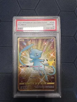 Pokemon Card PSA 10 Mew 025/025 Celebrations Full Art Shiny Gold Rare 25th 2021 - Image 1
