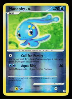 Manaphy 9/130 Reverse Holo Diamond and Pearl Pokemon Card - Image 1