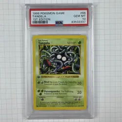 Tangela PSA 10 1st Edition 1999 Pokemon Card 66/102 Gem Mint Shadowless - Image 1