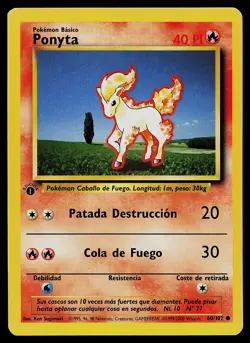 Pokemon Card - Ponyta Base Set 1st Edition Spanish 60/102 Common - Image 1