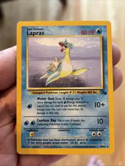 Lapras 10/62 Fossil Pokemon TCG Holo Rare Vintage 1999 WoTC Old School Foil Card - Image 1