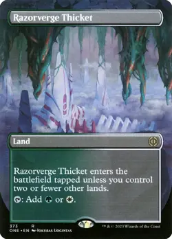 Borderless RAZORVERGE THICKET 1x Rare Magic Phyrexia All Will Be One MTG NM - Image 1