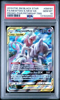 2019 POKEMON SM BLACK STAR PROMO #SM191 FULL ART/MEWTWO & MEW GX PSA 10 - Image 1