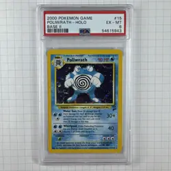 Pokemon 2000 Base Set 2 #15 Poliwrath Holo Card PSA 6 EX-MT - Image 1