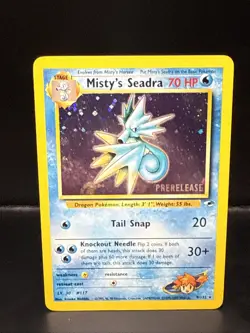 Pokemon TCG Misty's Seadra Holo Rare Gym Heroes Prerelease 9/132 BW - Image 1