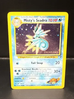 Pokemon TCG Misty's Seadra Holo Rare Gym Heroes Prerelease 9/132 BW - Image 2