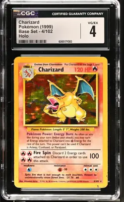 1999 Pokemon base set Holo Charizard # 4/102 CGC 4 VG/EX - Image 1