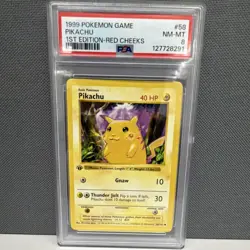 PSA 8 Pikachu 58/102 Base Set Shadowless 1st Edition Red Cheeks 1999 Pokemon TCG - Image 1