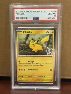 2025 POKEMON HOLIDAY CALENDAR #025 PIKACHU PSA 10 - Image 1