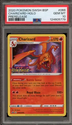 Pokemon Charizard Vivid Voltage Prerelease Holo Promo SWSH066 PSA 10 Gem Mint - Image 1