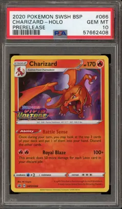 Pokemon Charizard Vivid Voltage Prerelease Holo Promo SWSH066 PSA 10 Gem Mint - Image 1