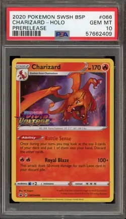 Pokemon Charizard Vivid Voltage Prerelease Holo Promo SWSH066 PSA 10 Gem Mint - Image 1