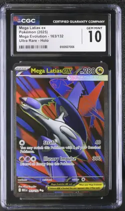 CGC Gem Mint 10 Mega Latias Ex 163/132 Ultra Rare Pokemon TCG Card - Image 1