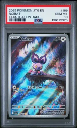 2025 POKEMON JTG EN-JOURNEY TOGETHER ILLUSTRATION RARE #169 NOIBAT PSA 10 - Image 1