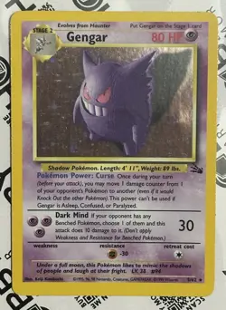 Pokemon TCG Gengar Holo Rare Fossil Unlimited 5/62 Lightly Played - Image 1