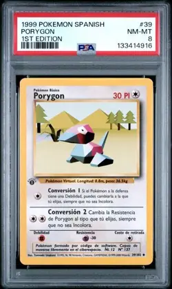 1999 POKEMON SPN #39 PORYGON 1ST EDITION PSA 8 - Image 1