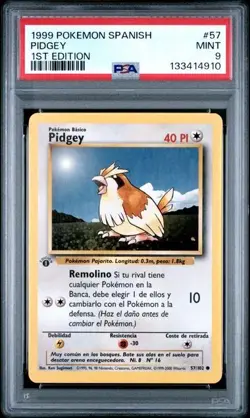 1999 POKEMON SPANISH #57 PIDGEY 1ST EDITION PSA 9 - Image 1