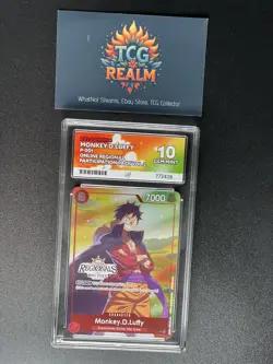 Monkey.D.Luffy Online Regional 2024 Vol. 2 P-001 One Piece Card Ace 10 Perfect - Image 1