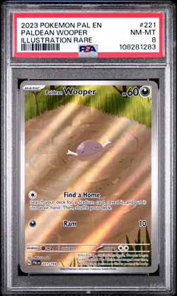 2023 Pokemon Paldea Evolved 221 Paldean Wooper Illustration Rare PSA 8 Card NM-M - Image 1