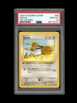 Pokemon PSA 10 GEM MINT Doduo 1st Edition Base Set Shadowless 1999 Card 48/102 - Image 1