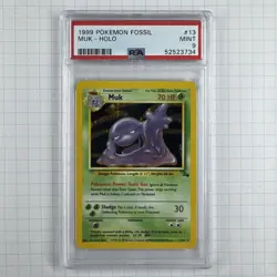1999 Pokemon Unlimited Fossil Muk Holo Rare Card 13/62 PSA 9 Mint - Image 1