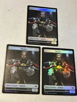 3 x mtg foil token Human // Vampire, 001/021, Innistrad Crimson Vow, unplayed - Image 1