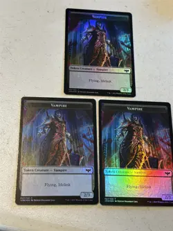 3 x mtg foil token Human // Vampire, 001/021, Innistrad Crimson Vow, unplayed - Image 2