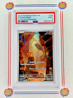 Charmander Illustration Rare 151 Pokemon TCG Mew English 168/165 PSA 9 Mint IR - Image 1