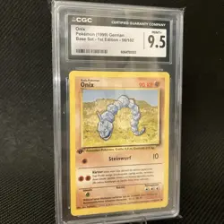 * ONIX GERMAN 1ST EDITION BASE SET 1999 POKEMON 56/102 VINTAGE GRADED MINT+ 9.5 - Image 1