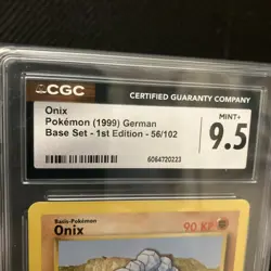 * ONIX GERMAN 1ST EDITION BASE SET 1999 POKEMON 56/102 VINTAGE GRADED MINT+ 9.5 - Image 3