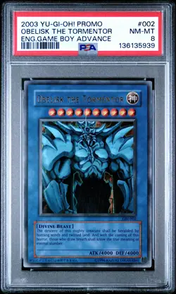 2003 YU-GI-OH! PROMO ENGLISH GAME BOY ADVANCE #002 OBELISK THE TORMENTOR PSA 8 - Image 1