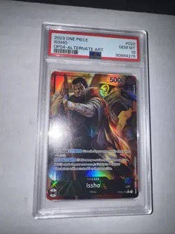 PSA 10 English One Piece OP04-020 Issho Alternate Art Kingdoms of Intrigue - Image 1