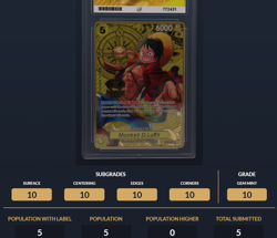 Monkey.D.Luffy One Piece 2nd Anniversary Gold Foil ST13-015 Ace 10 Perfect - Image 3