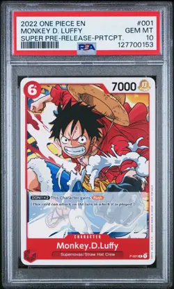 2022 ONE PIECE PROMOS SUPER PRE-RELEASE-PARTICIPATION MONKEY D. LUFFY PSA 10 - Image 1